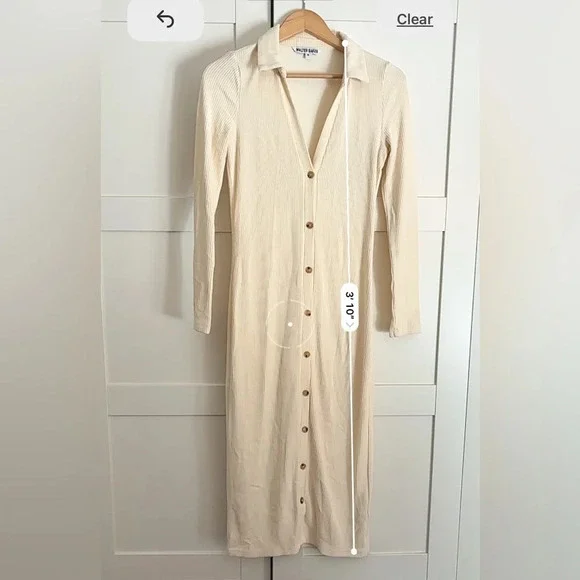 Walter Baker Helena ribbed knit midi dress in cream size small - Picture 5 of 9